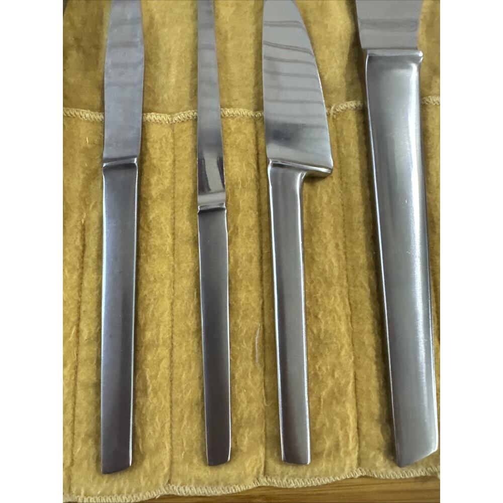 Vintage Arthur Salm Capri Italy Stainless Steel 9pc Carving Serving Set & Roll - Picture 4 of 11